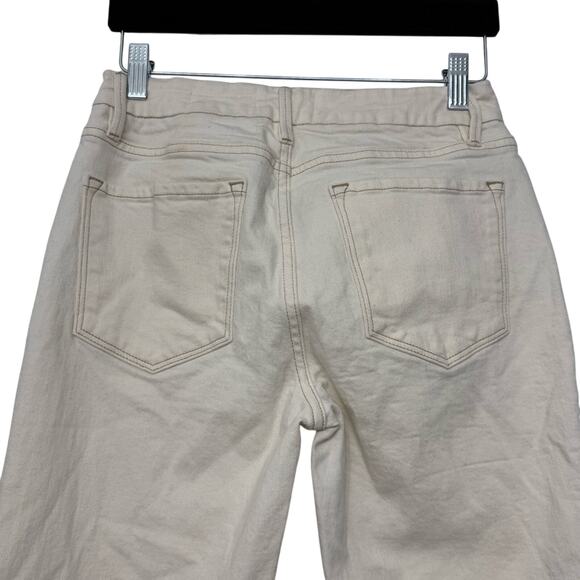 FRAME Le Crop Mini Boot Cream Denim Jeans Frayed Distressed Hem Womens 26 - Picture 9 of 10